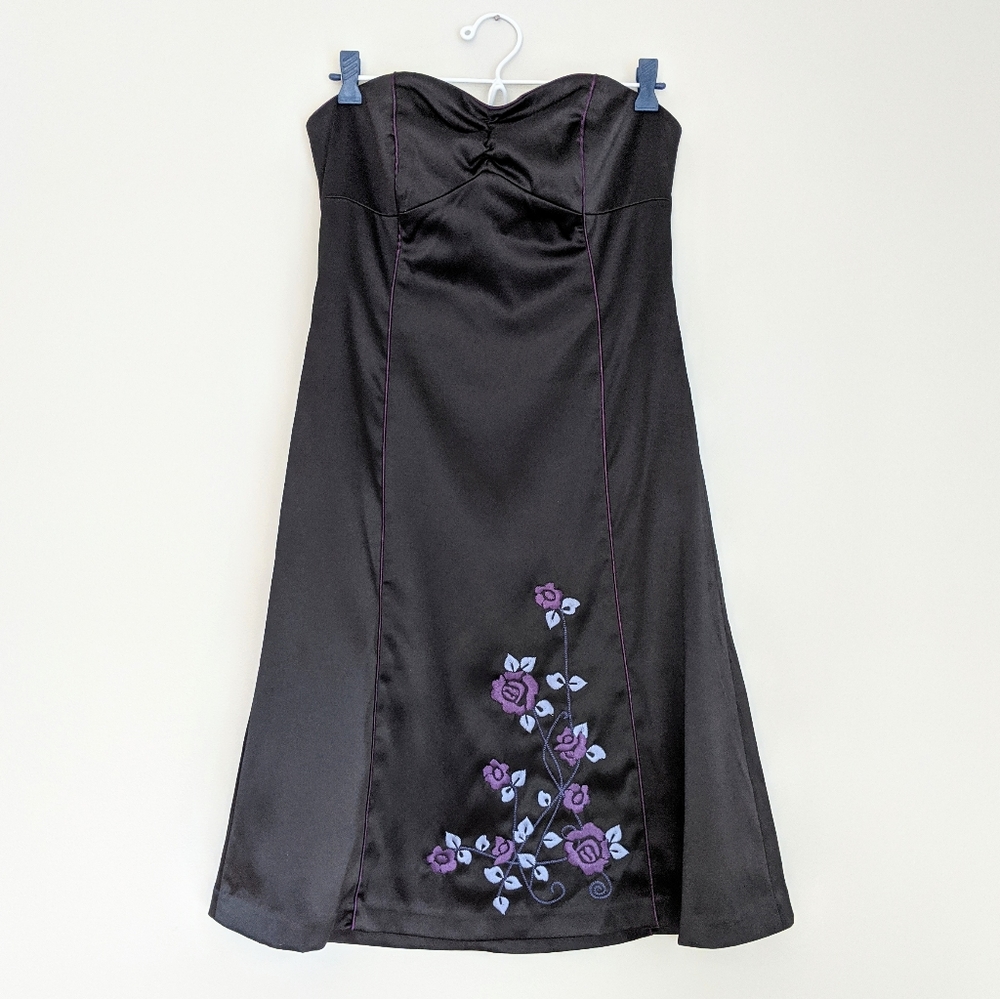 RW&Co Strapless Black Satin Dress